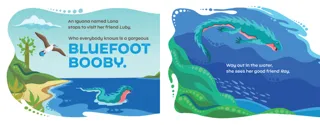 Lana meets Luby, a blue-footed booby.